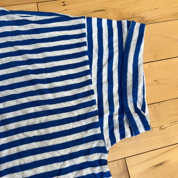 J. Crew Linen roll-cuff crewneck T-shirt in stripe 100% Linen Size 2X - NEW - Picture 4 of 8